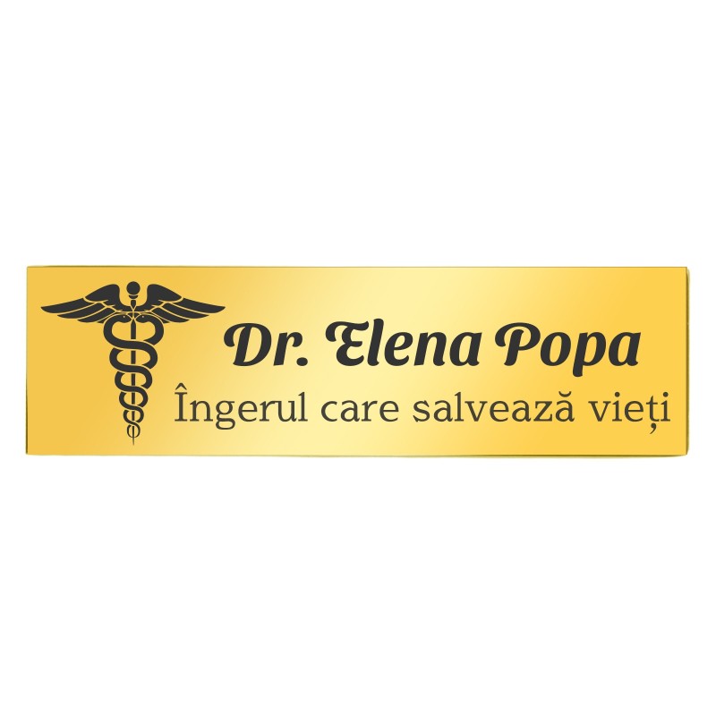 Ecuson Personalizat Inox Auriu Nume Doctor Inger