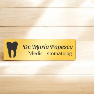 Ecuson Personalizat Inox Auriu Nume Doctor Stomatolog
