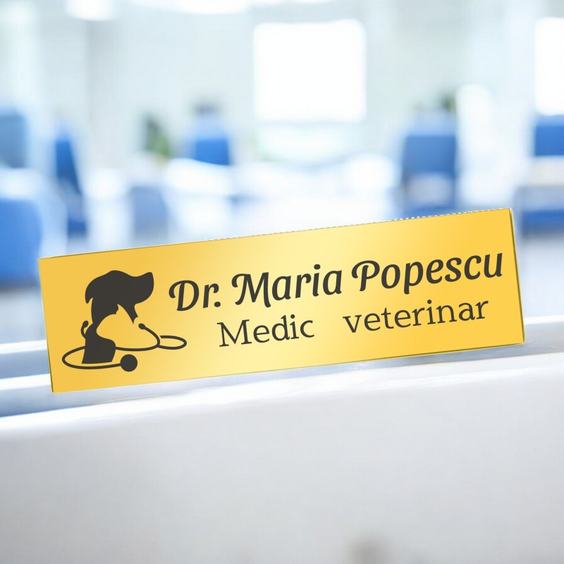                  Ecuson Personalizat Inox Auriu Nume Doctor Veterinar
               
