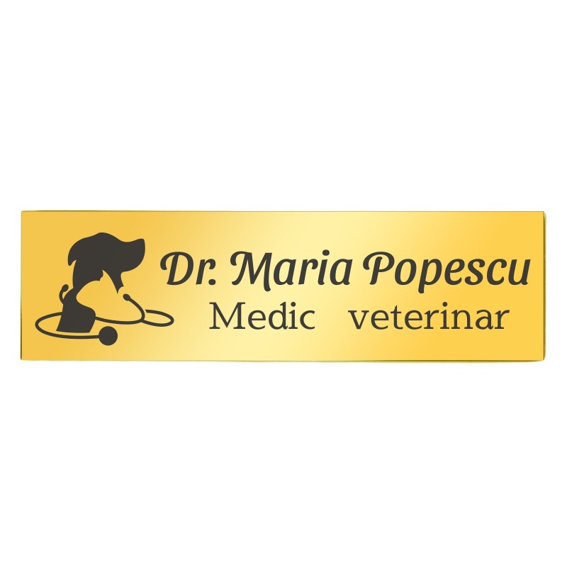 Ecuson Personalizat Inox Auriu Nume Doctor Veterinar
