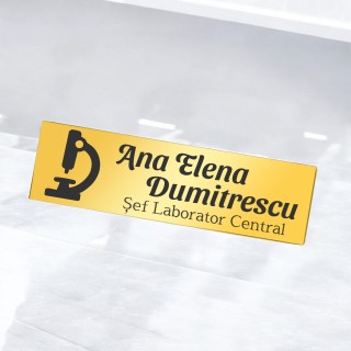 Ecuson Personalizat Inox Auriu Nume Cercetator