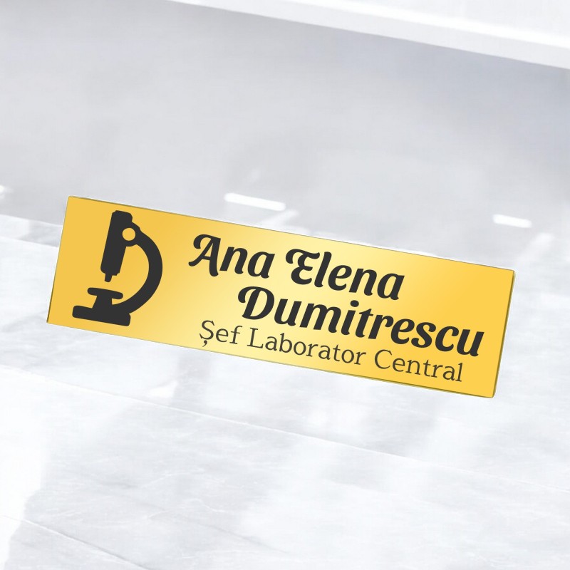 Ecuson Personalizat Inox Auriu Nume Cercetator