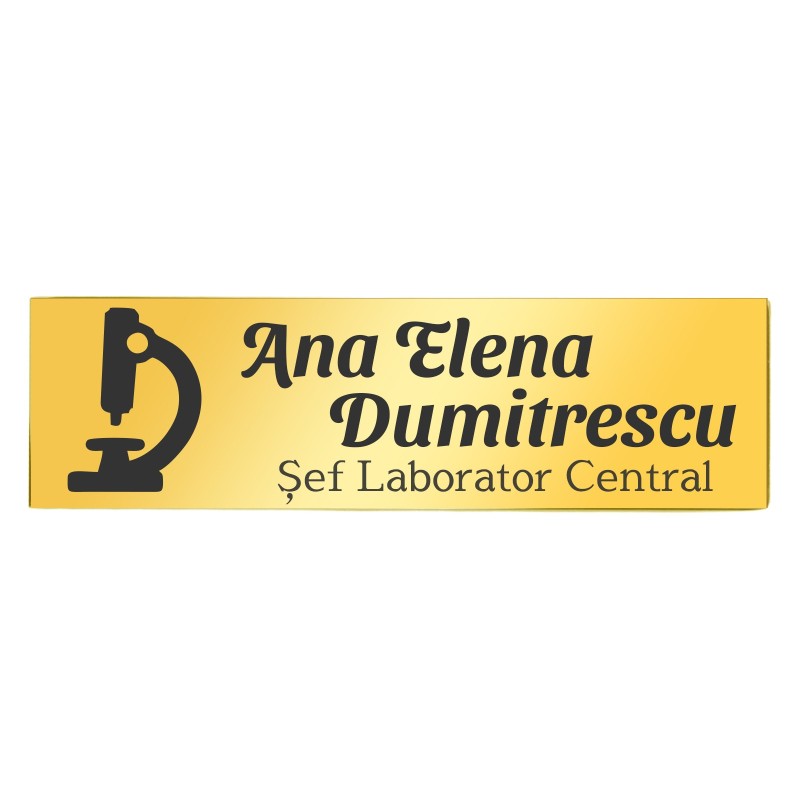 Ecuson Personalizat Inox Auriu Nume Cercetator