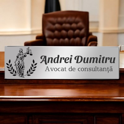 Ecuson Personalizat Inox Argintiu Nume Avocat