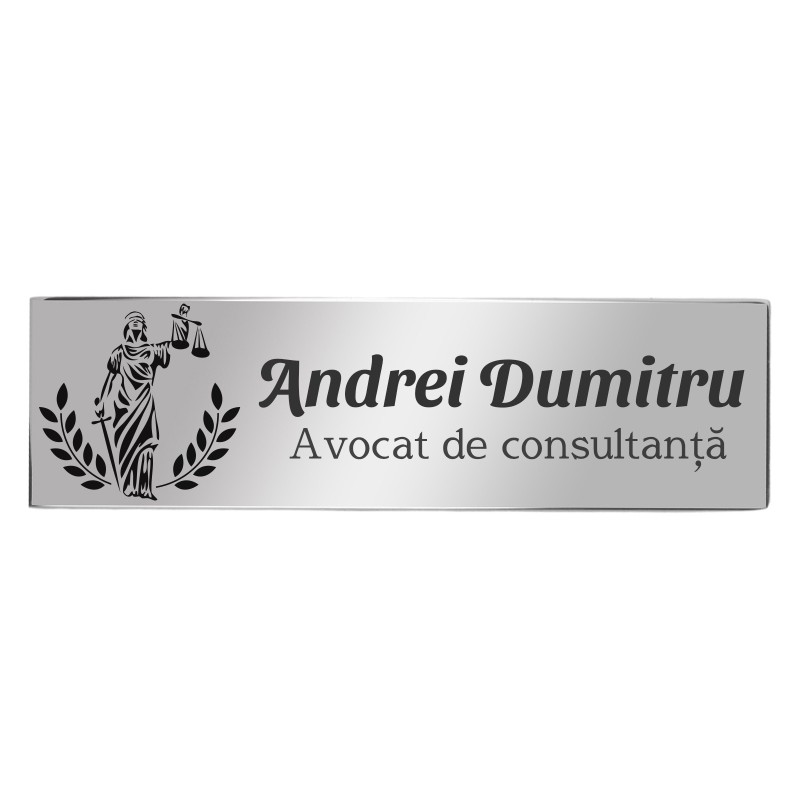 Ecuson Personalizat Inox Argintiu Nume Avocat