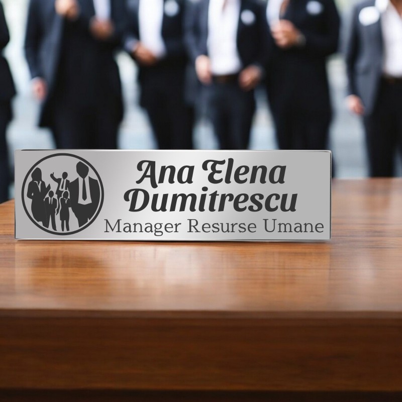 Ecuson Personalizat Inox Argintiu Nume Manager Resurse Umane