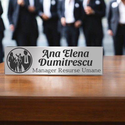 Ecuson Personalizat Inox Argintiu Nume Manager Resurse Umane