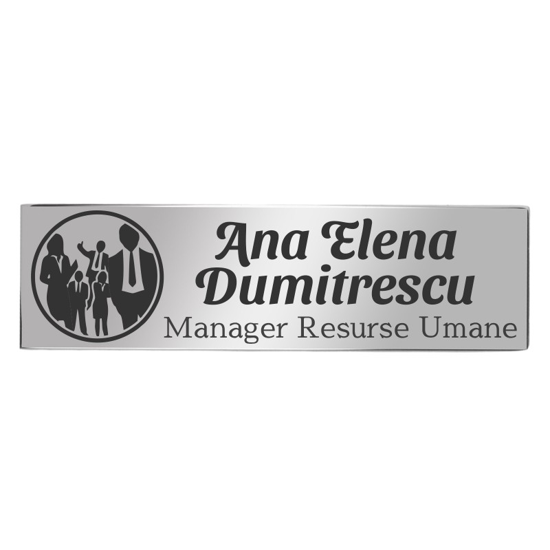 Ecuson Personalizat Inox Argintiu Nume Manager Resurse Umane
