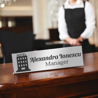 Ecuson Personalizat Inox Argintiu Nume Manager Hotel