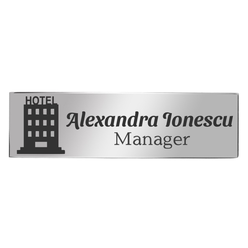                  Ecuson Personalizat Inox Argintiu Nume Manager Hotel
               