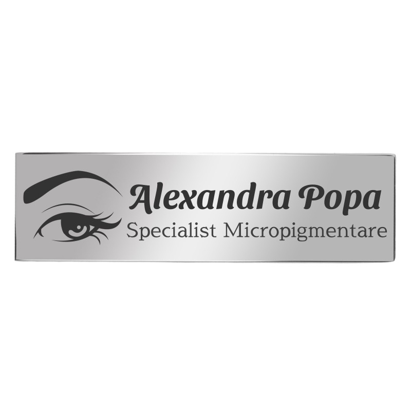 Ecuson Personalizat Inox Argintiu Nume Specialist Micropigmentare