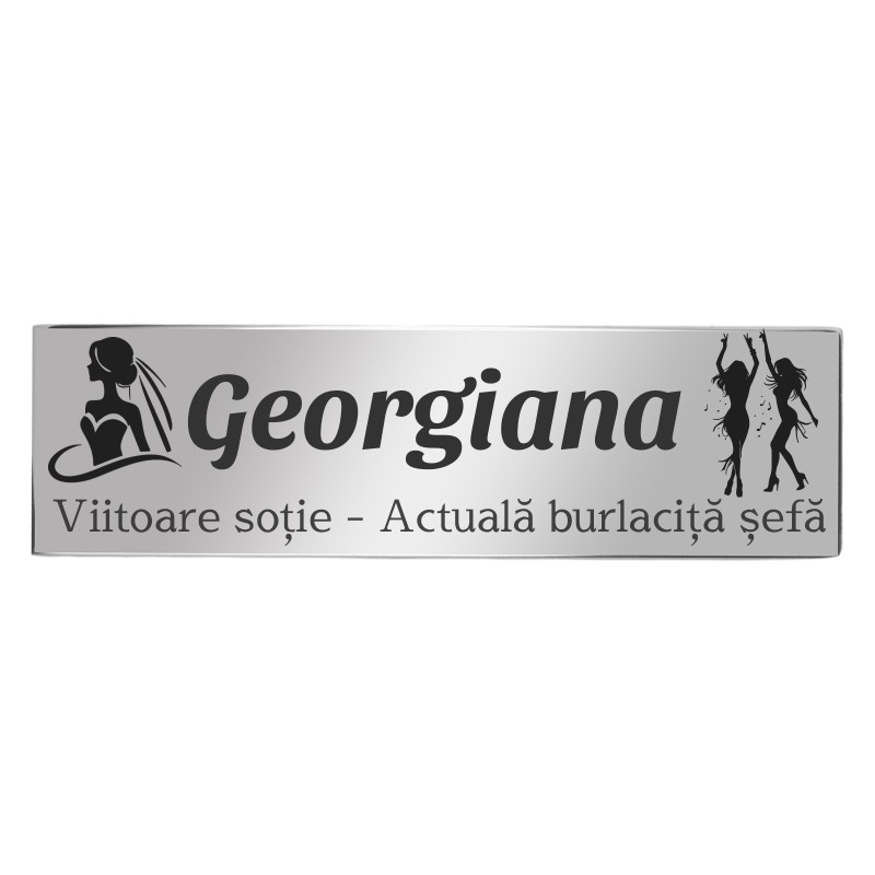Ecuson Personalizat Inox Argintiu Nume Viitoare Sotie Petrecere Burlacitelor