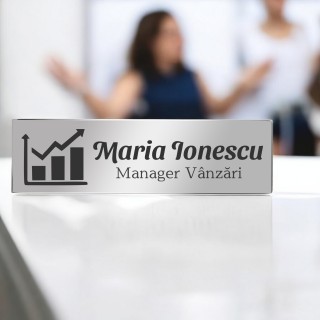 Ecuson Personalizat Inox Argintiu Nume Manager Vanzari