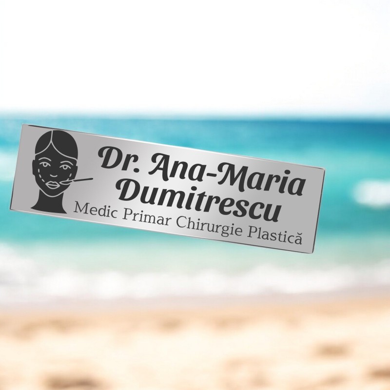                  Ecuson Personalizat Inox Argintiu Nume Doctor Estetician
               