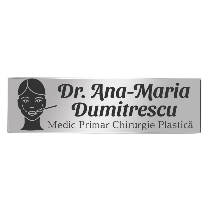 Ecuson Personalizat Inox Argintiu Nume Doctor Estetician