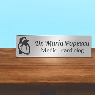 Ecuson Personalizat Inox Argintiu Nume Doctor Cardiolog