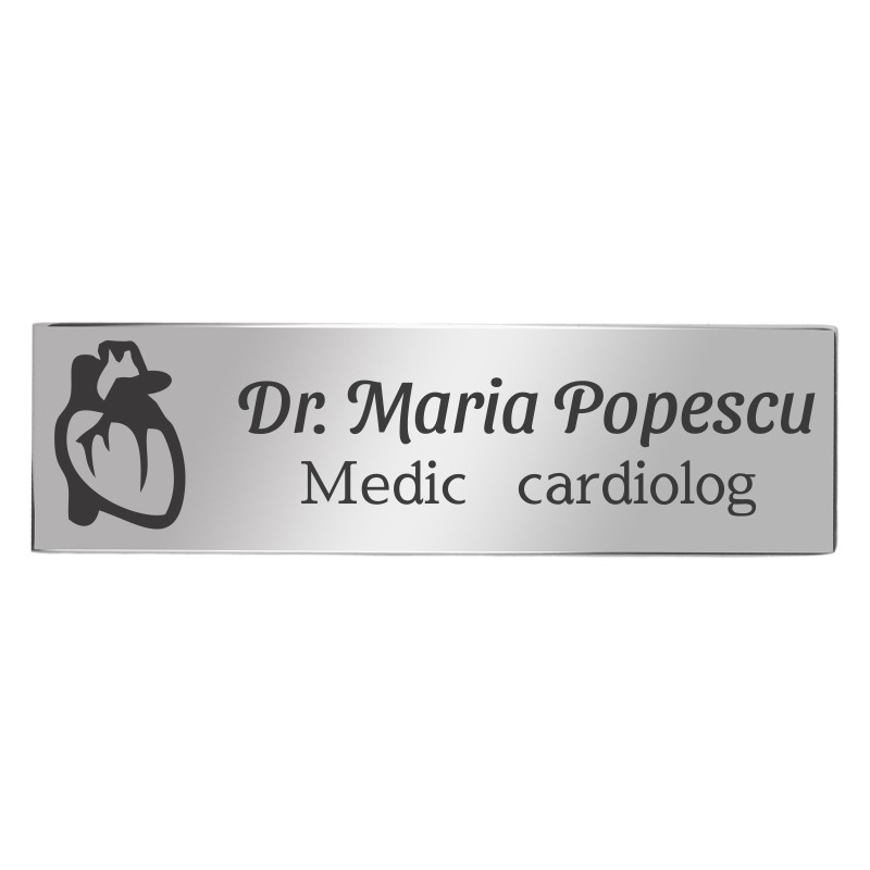 Ecuson Personalizat Inox Argintiu Nume Doctor Cardiolog