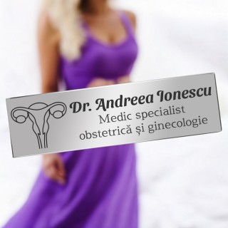 Ecuson Personalizat Inox Argintiu Nume Doctor Ginecolog