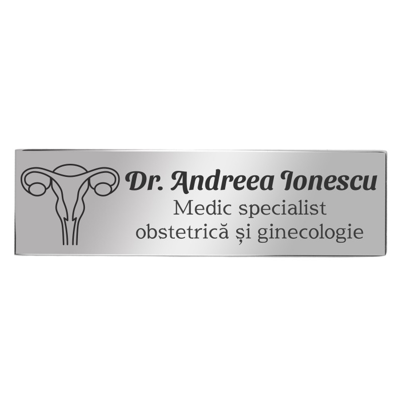 Ecuson Personalizat Inox Argintiu Nume Doctor Ginecolog