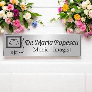 Ecuson Personalizat Inox Argintiu Nume Doctor Imagist