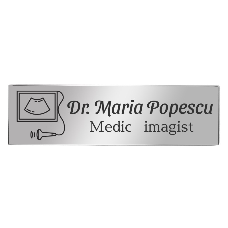 Ecuson Personalizat Inox Argintiu Nume Doctor Imagist