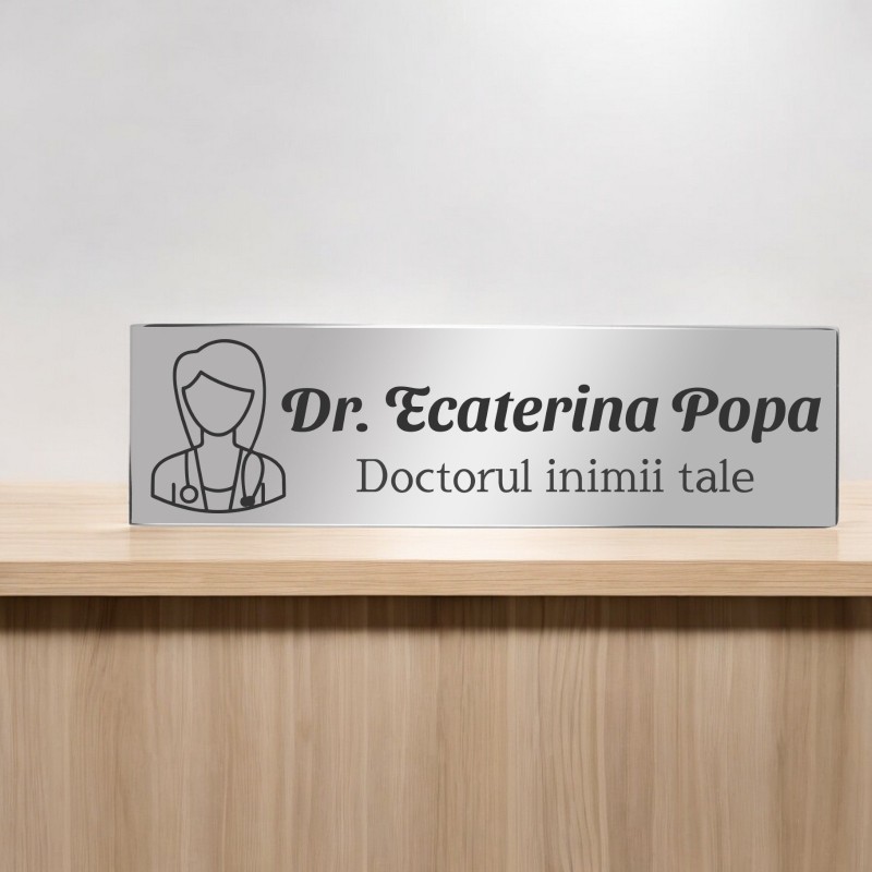                  Ecuson Personalizat Inox Argintiu Nume Doctorul Inimii
               