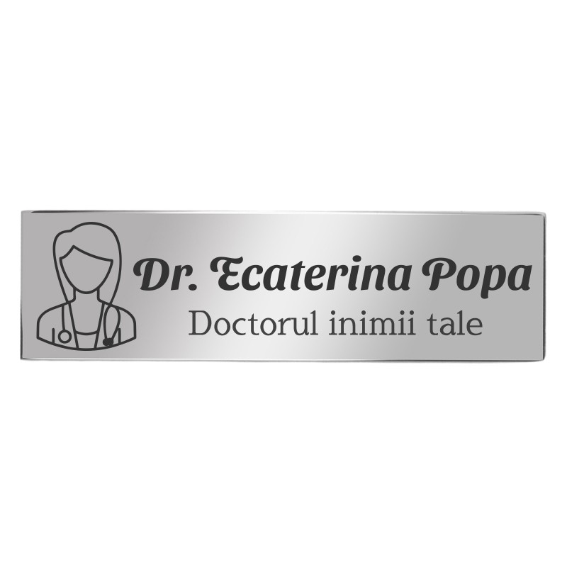 Ecuson Personalizat Inox Argintiu Nume Doctorul Inimii