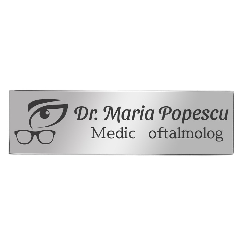 Ecuson Personalizat Inox Argintiu Nume Doctor Oftalmolog
