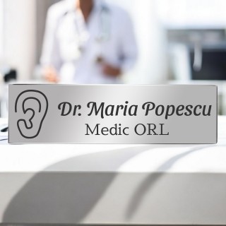 Ecuson Personalizat Inox Argintiu Nume Doctor ORL