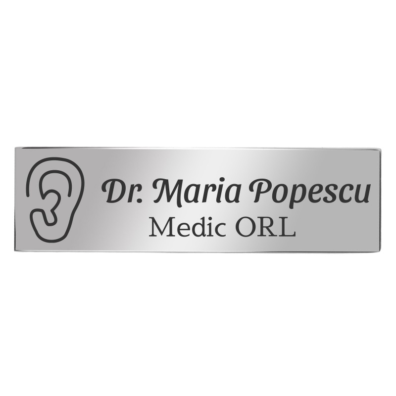 Ecuson Personalizat Inox Argintiu Nume Doctor ORL