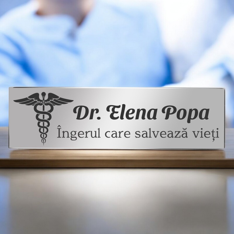                  Ecuson Personalizat Inox Argintiu Nume Doctor Inger
               