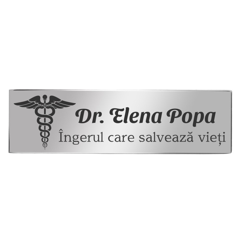 Ecuson Personalizat Inox Argintiu Nume Doctor Inger