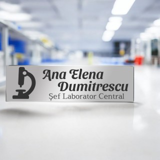 Ecuson Personalizat Inox Argintiu Nume Cercetator