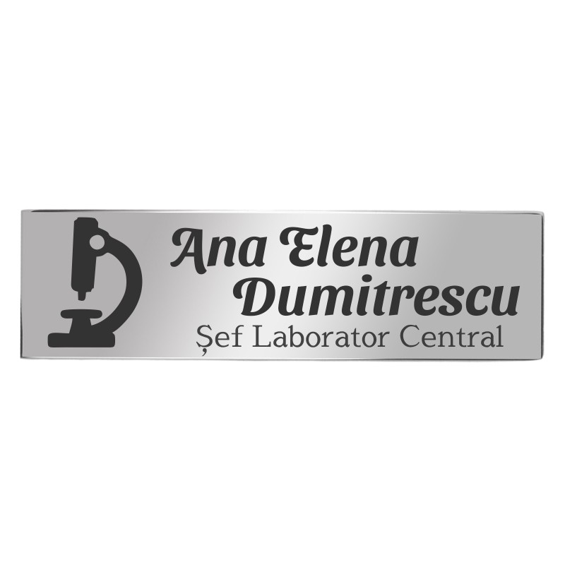                  Ecuson Personalizat Inox Argintiu Nume Cercetator
               