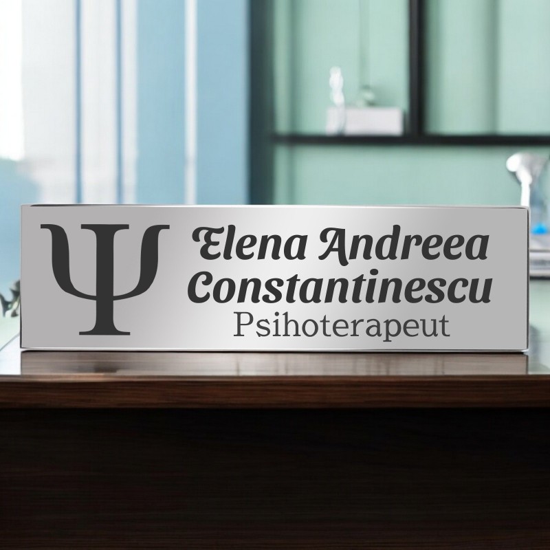                  Ecuson Personalizat Inox Argintiu  Nume Psihoterapeut
               
