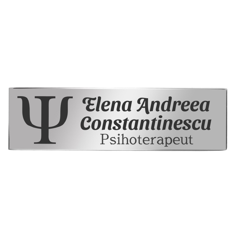 Ecuson Personalizat Inox Argintiu  Nume Psihoterapeut
