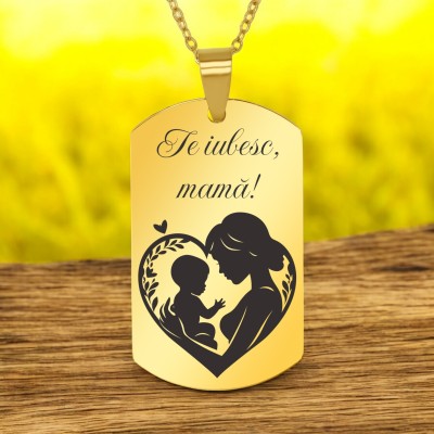 Colier Personalizat Army Inox Auriu Mama