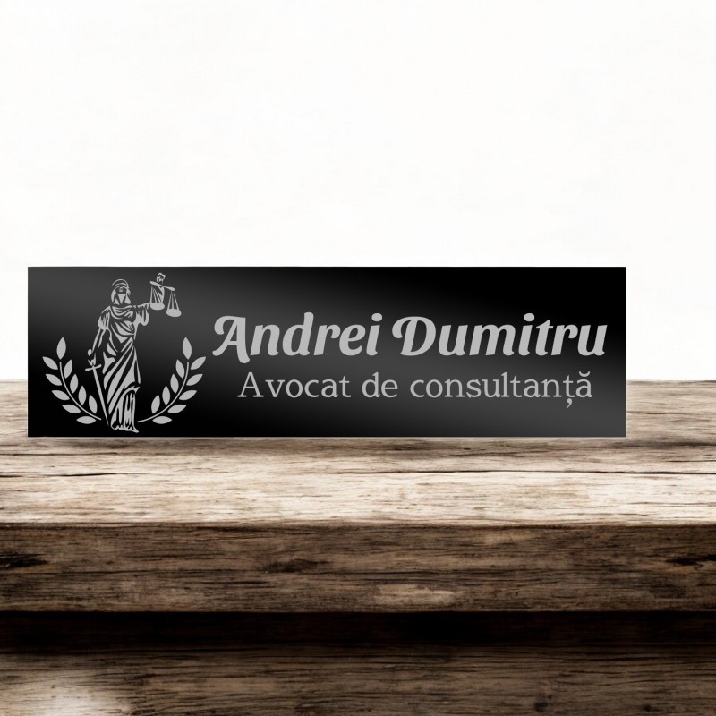 Ecuson Personalizat Inox Negru Nume Avocat