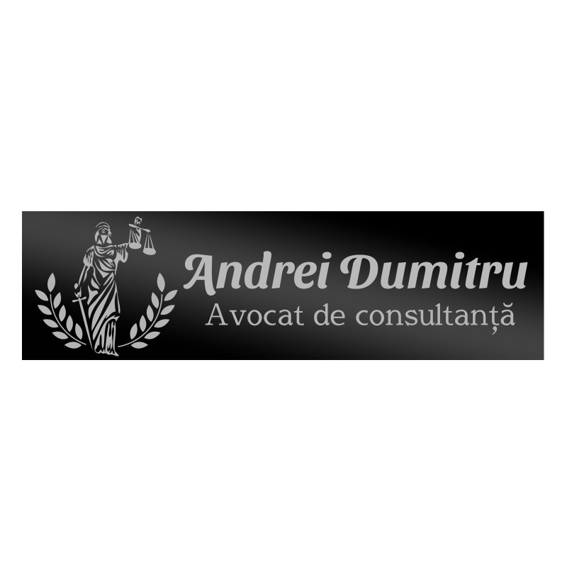 Ecuson Personalizat Inox Negru Nume Avocat