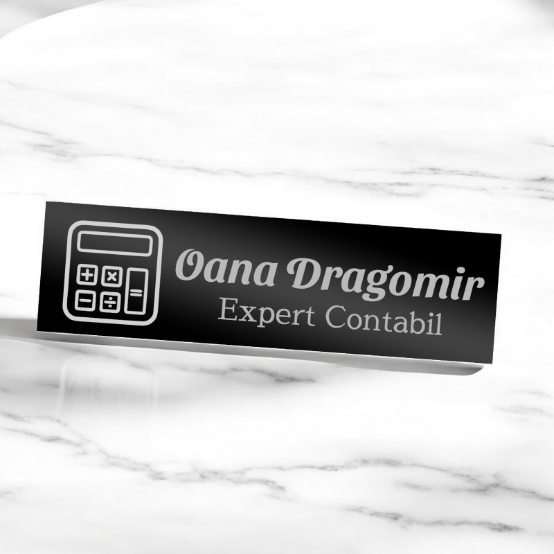                  Ecuson Personalizat Inox Negru Nume Contabil
               