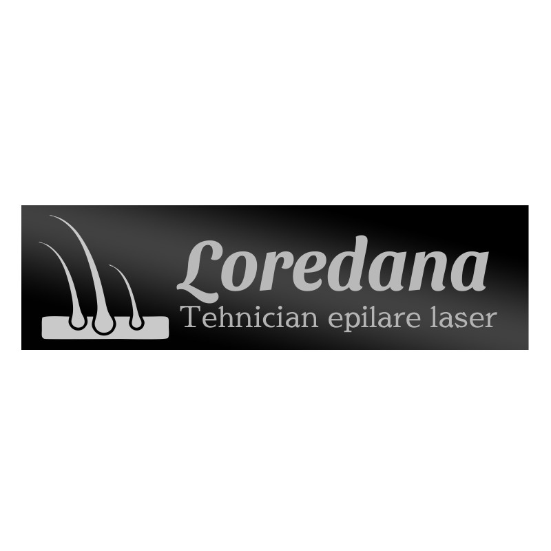                  Ecuson Personalizat Inox Negru Nume Tehnician Salon Infrumusetare
               