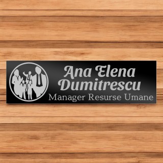 Ecuson Personalizat Inox Negru Nume Manager Resurse Umane