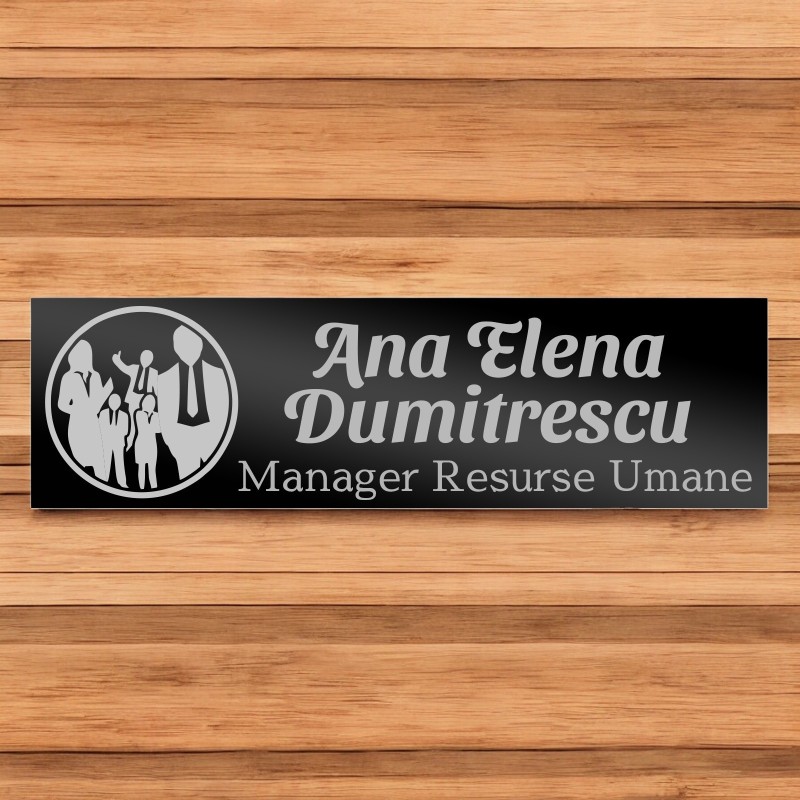                  Ecuson Personalizat Inox Negru Nume Manager Resurse Umane
               