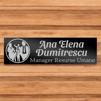 Ecuson Personalizat Inox Negru Nume Manager Resurse Umane