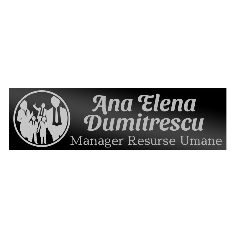 Ecuson Personalizat Inox Negru Nume Manager Resurse Umane