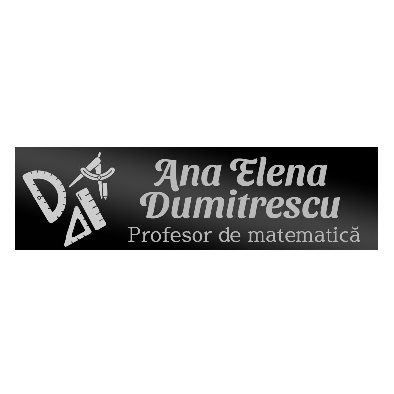 Ecuson Personalizat Inox Negru Nume Profesor Matematica