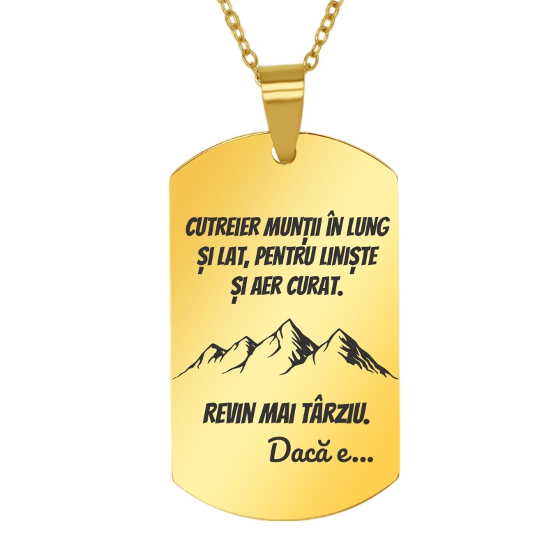 Colier Personalizat Army Inox Auriu Munti