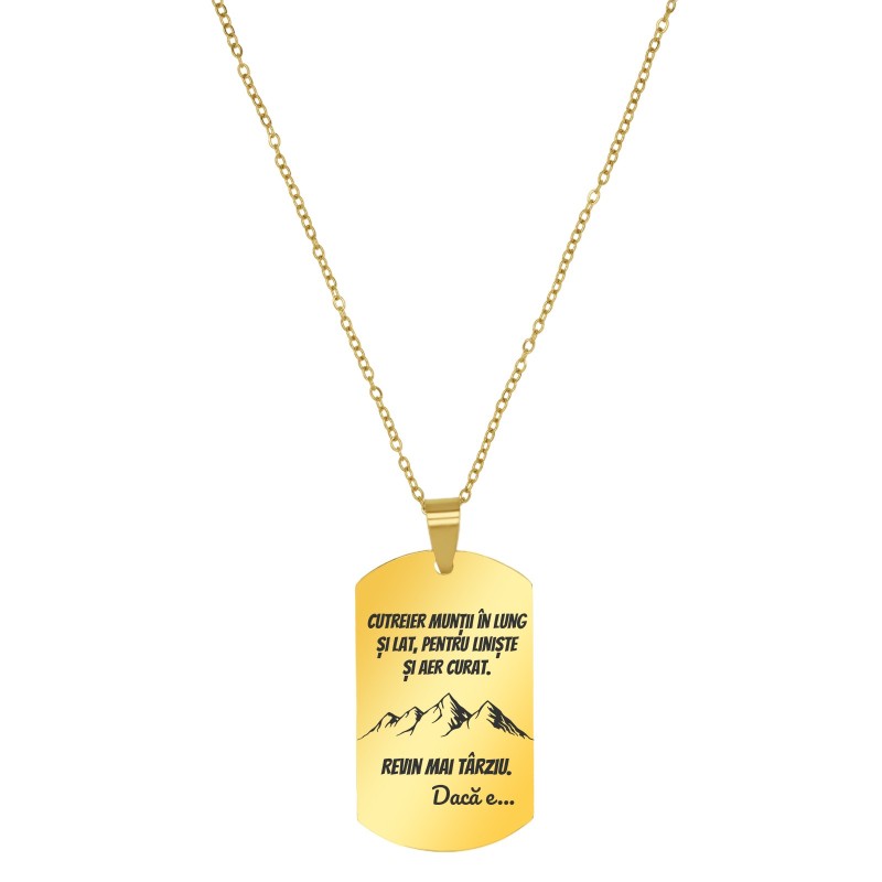 Colier Personalizat Army Inox Auriu Munti