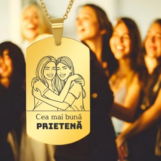 Colier Personalizat Army Inox Auriu Dedicatie