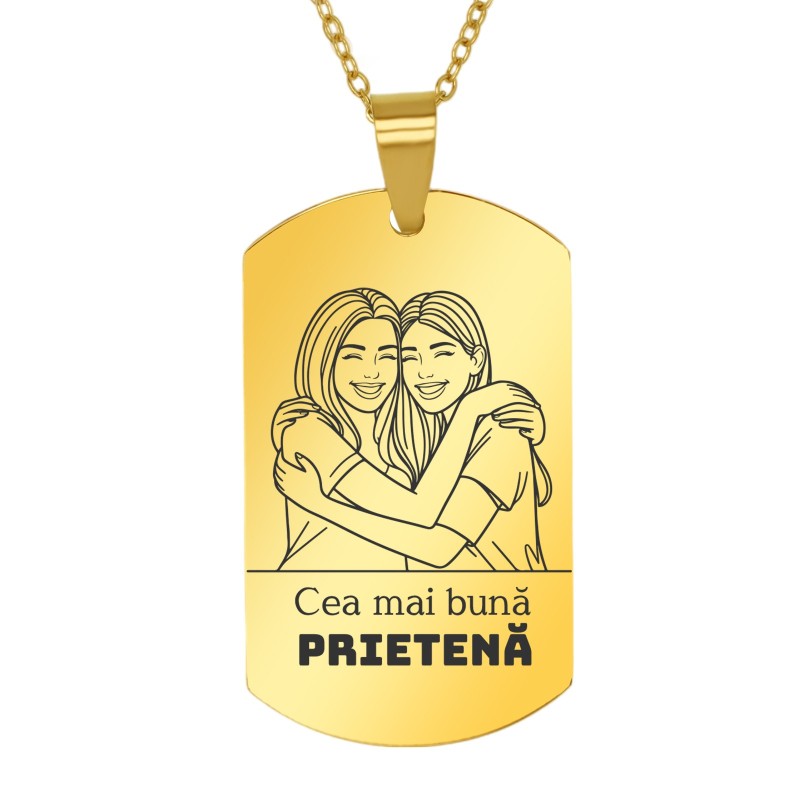                  Colier Personalizat Army Inox Auriu Dedicatie
               